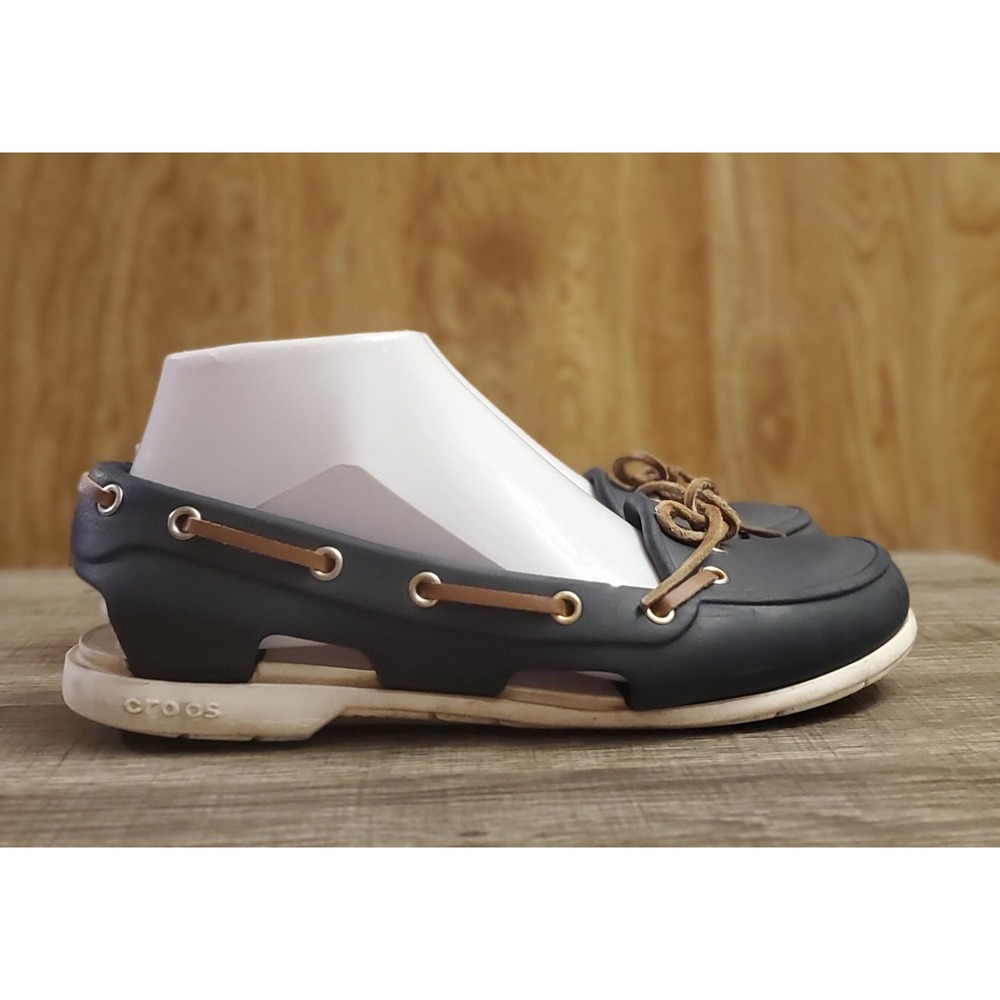 Crocs Beach Line Slip‎ On Boat Shoes Women's Size 6 Navy